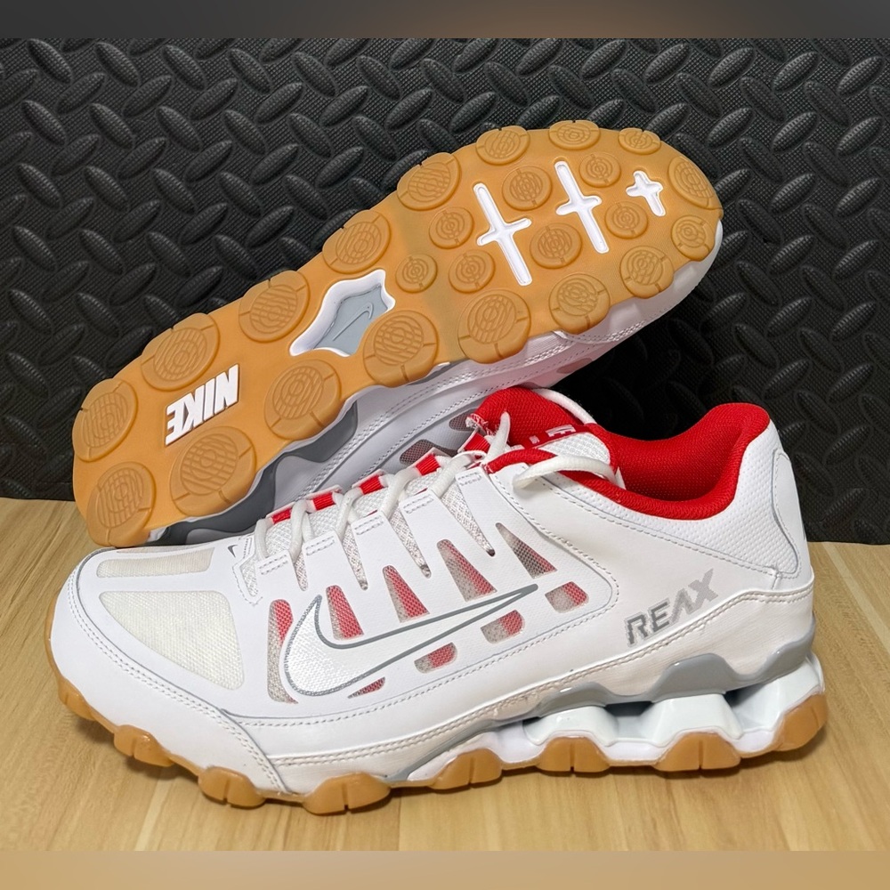 Nike Reax 8 TR Mesh White Chile Red Training Shoes 621716-103 Mens Size 10